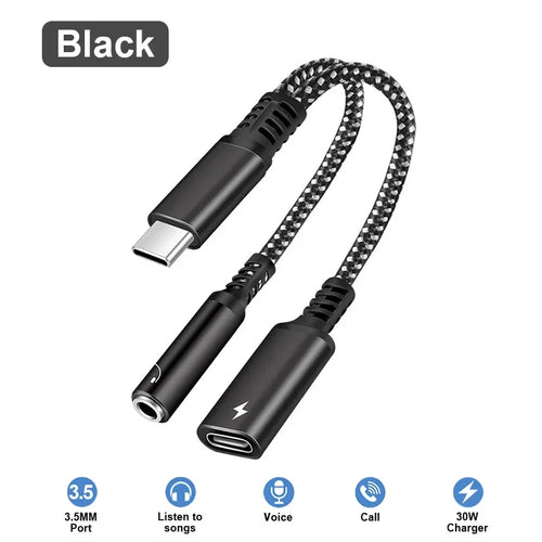 Audio Adapter 2 IN 1 Fast Charge For Samsung S20 Ultra Note 20 For