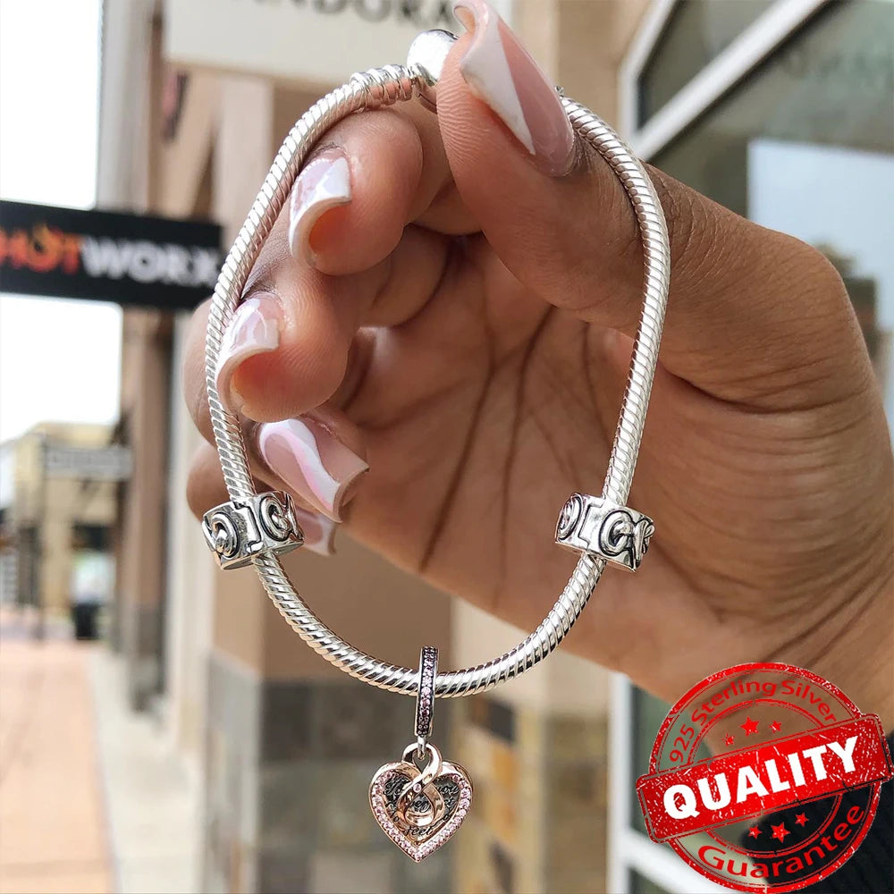New Arrival 925 Sterling Silver Love You Mom Entwined Infinite Hearts
