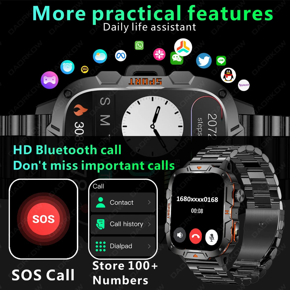 2024New Rugged Military Fitness Smart Watch Men For Android Xiaomi IOS