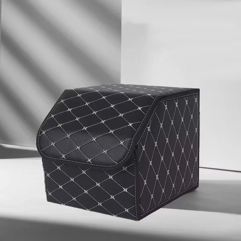 PU Leather Car Trunk Organizer Box Foldable Waterproof Durable Storage
