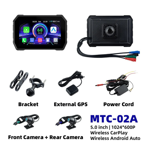 EKIY 5 inch Wireless CarPlay Moto Android Auto Portable Digital