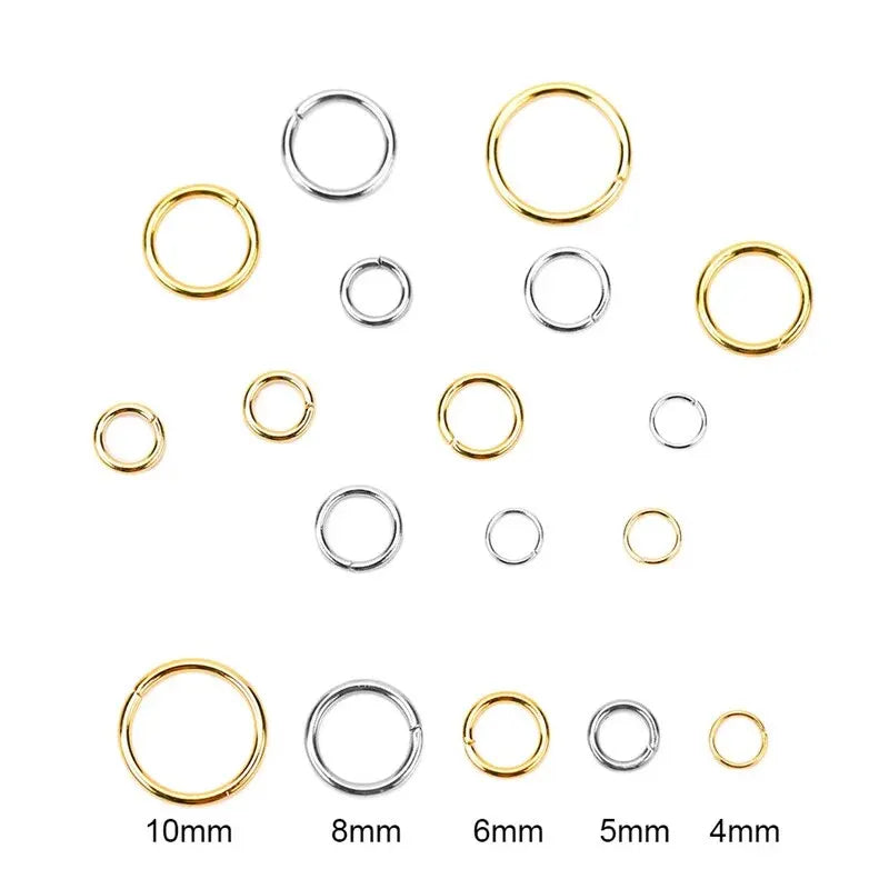 100pcs PVD Never Fade Stainless Steel Open Jump Rings 4 5 6 8 10 mm