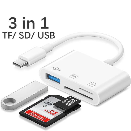3 In 1 SD TF Card Reader For Apple iPhone 14 12 13 11 Pro Max XR XS