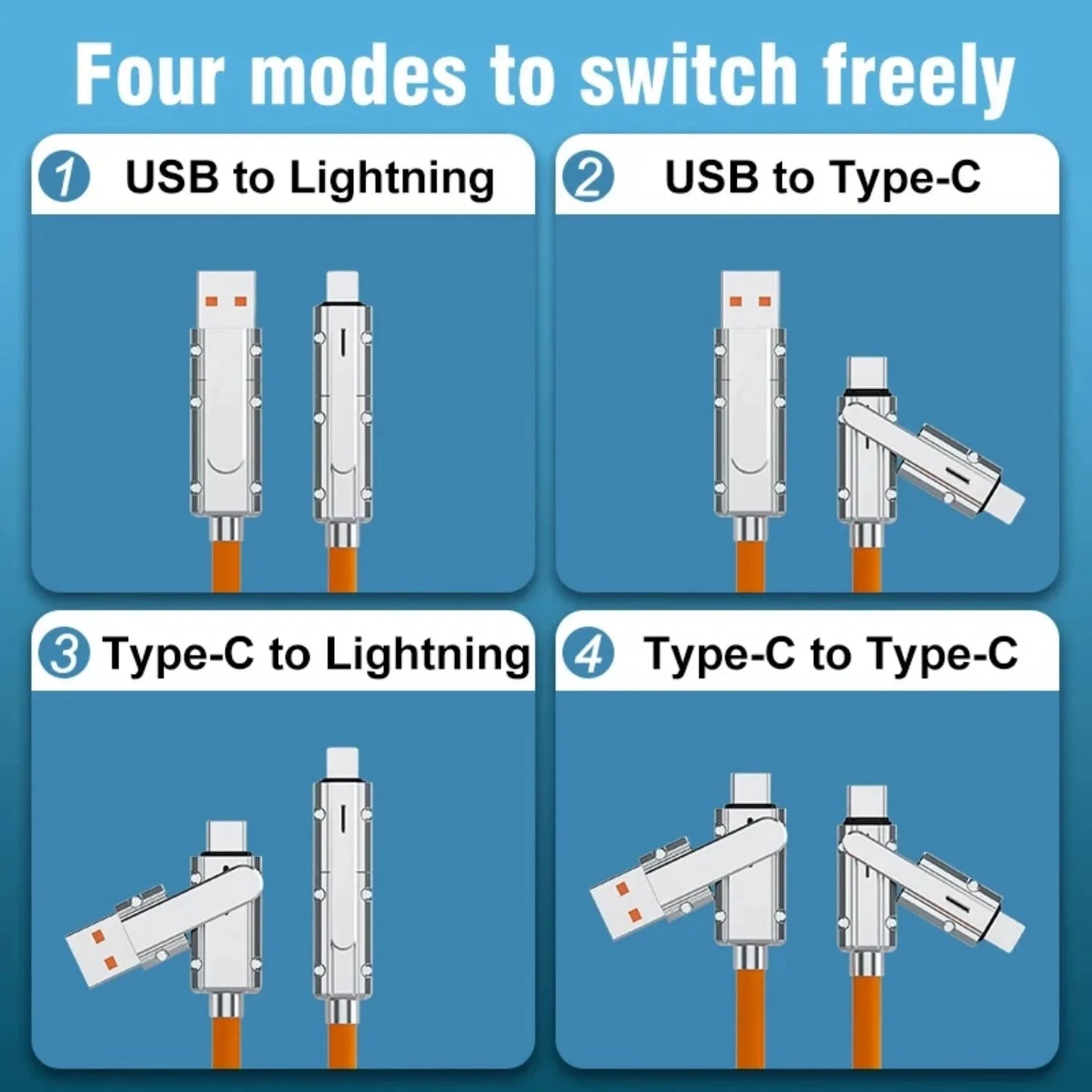 4 In 1 120W USB Type C to Type C IOS Cable 3 IN 1 PD 100W Fast