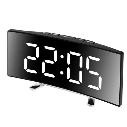 Creative Curved Electronic Clock, LED Large Screen Plug-in Battery
