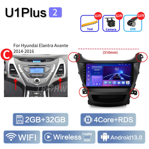 For Hyundai Elantra Avante I35 2011-2016 Car Multimedia Player 2din