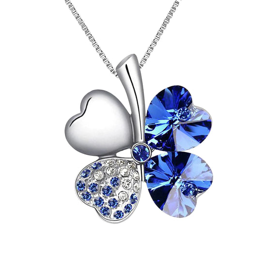 TRPOPSYN Crystal 4 Four Leaf Leaves Clover Pendant Necklaces Lover