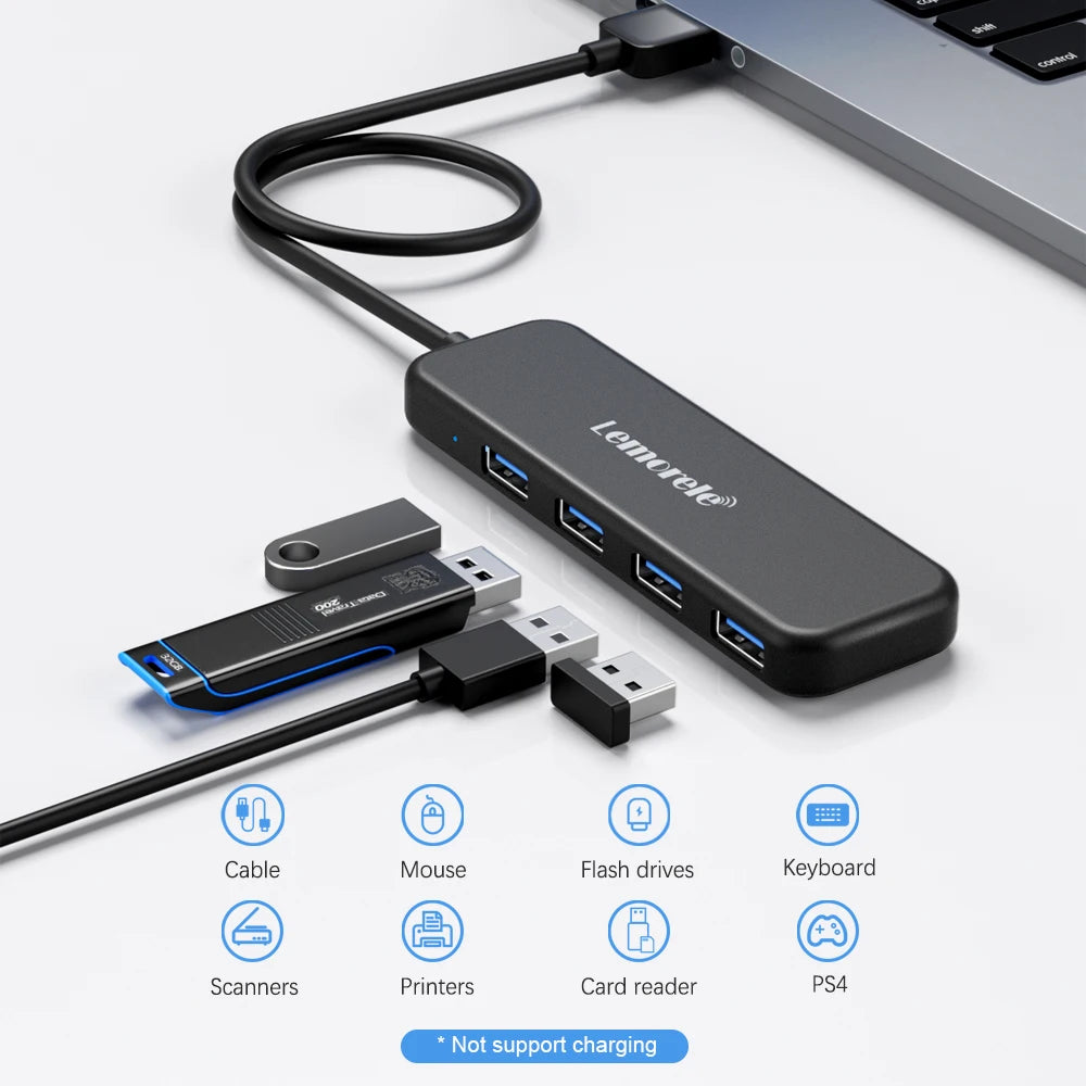 Lemorele USB HUB USB 3.0 Adapter 4 Ports Type A HUB OTG Adapter High
