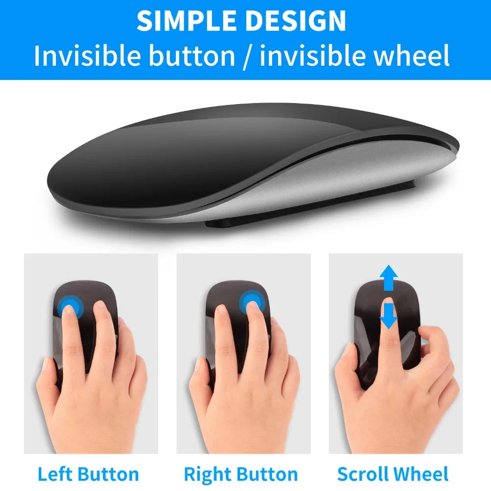 Bluetooth Wireless Mouse Silent Rechargeable Laser Computer Mouse Slim