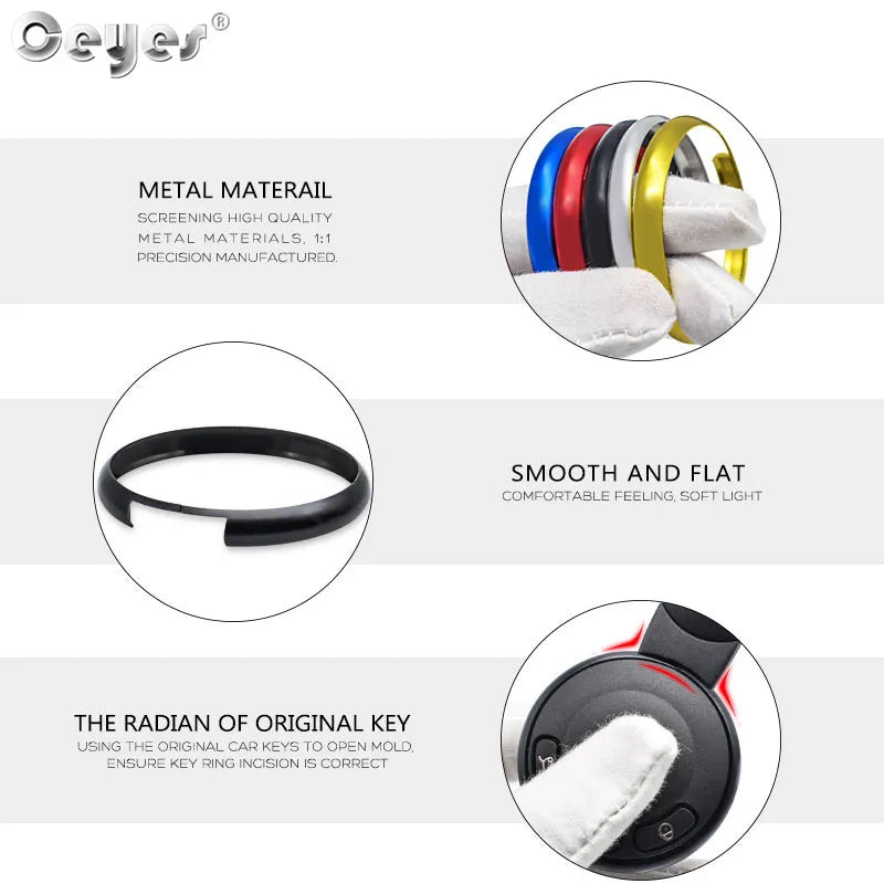 Car Aluminum Alloy Styling Key Ring Stickers Case Cover For Bmw Mini