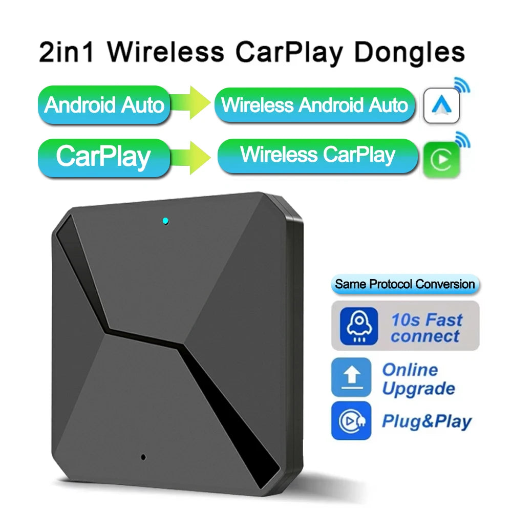 2in1 Wireless CarPlay Dongle Wireless Android Auto Box For Car Radio