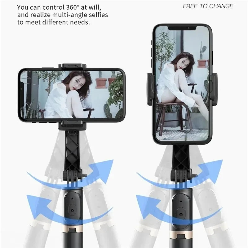 Q08 Mobile Phone Holder Video Stabilizer Bluetooth Selfie Stick Tripod