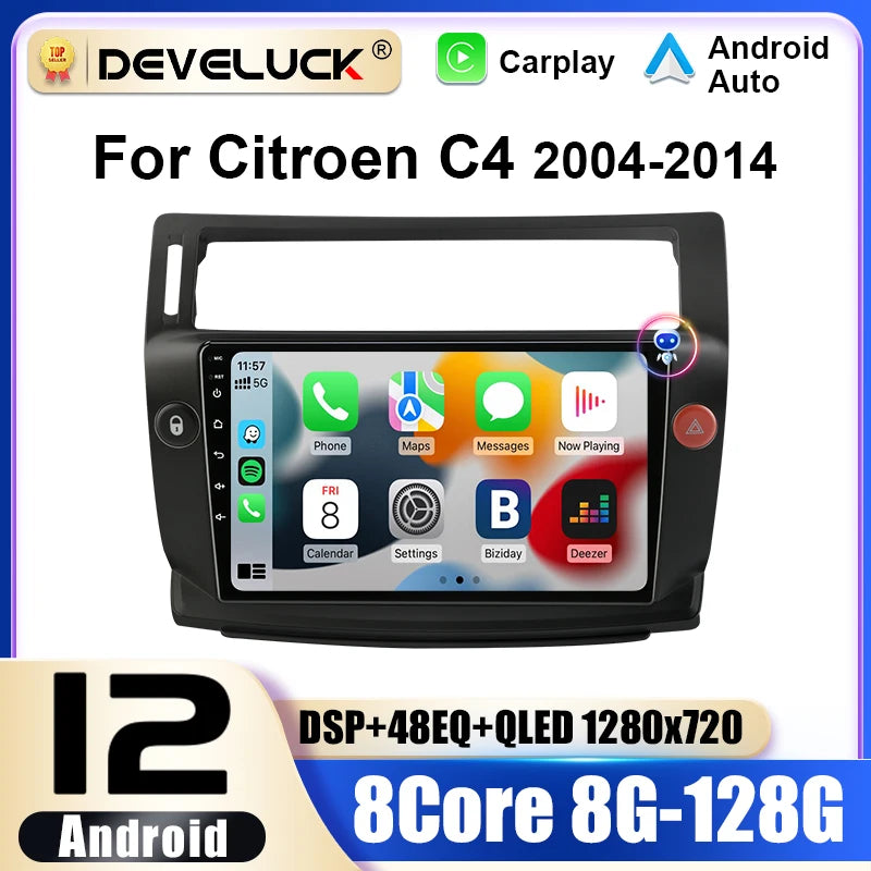 2 Din Android 12 Car Radio For Citroen C4 C-Triomphe Quatre 2004-2014