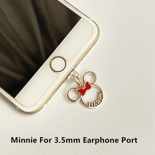 MINISO Minnie Mickey Metal Phone Anti-Dust Plug For iPhone Samsung