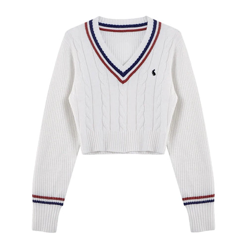 YuooMuoo Korean Fashion Sweaters Women Autumn V-neck Y2K Cartoon