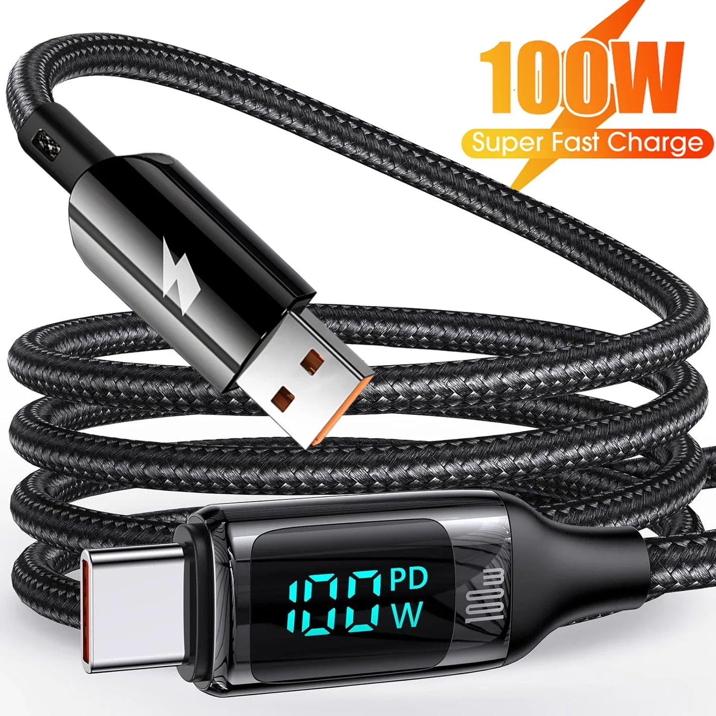 USB C 100W Super Quick Charging Data Cable Sturdy Nylon Braid Type C