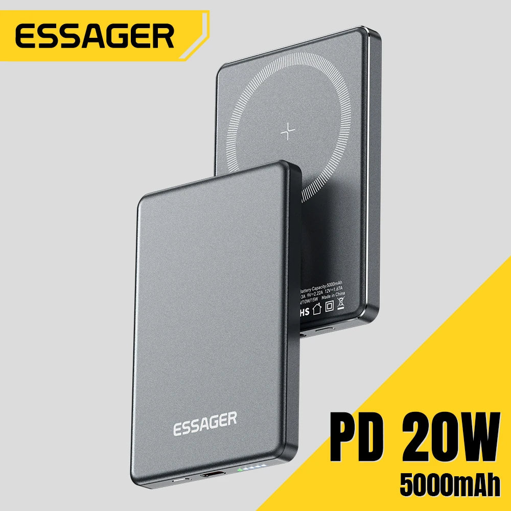 Essager Thin Wireless Power Bank 5000mAh Fast Charge Powerbank