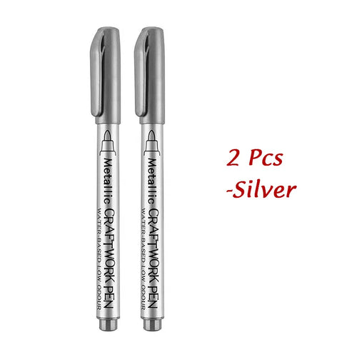 1/2Pcs Brush Metallic Marker Pens Gold Silver Permanent Art Markers