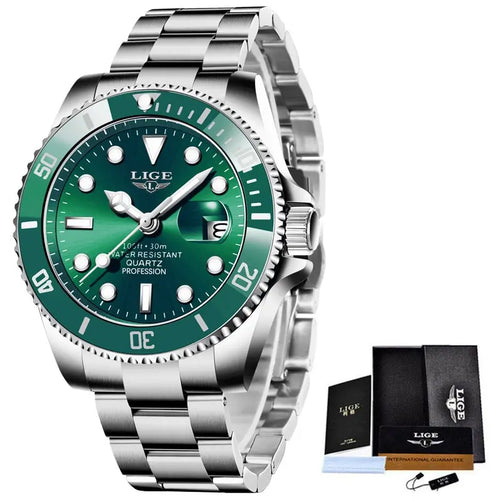 LIGE Top Brand Luxury Fashion Diver Watch Men 30ATM Waterproof Date
