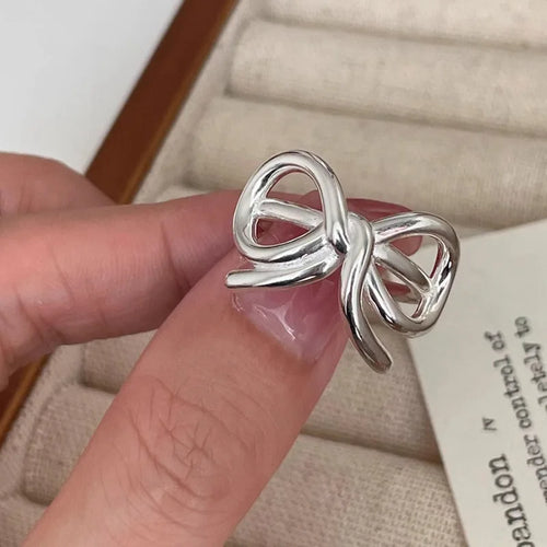 INS Minimalist Silver Color Irregular Wrinkled Surface Finger Rings