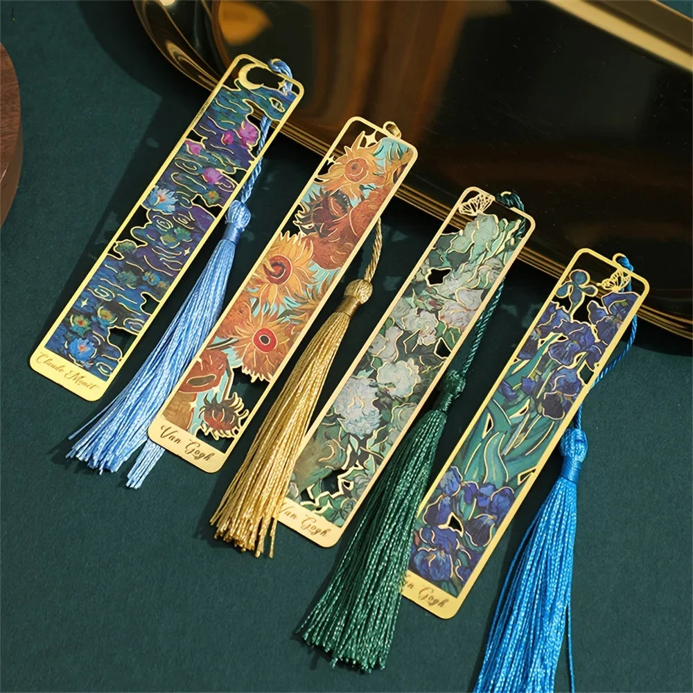 4 Colors Metal Sunflower Hollow Bookmark Chinese Style Creative