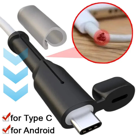 Soft Silicone Cable Winder Protectors for Dual USB C Android Charging