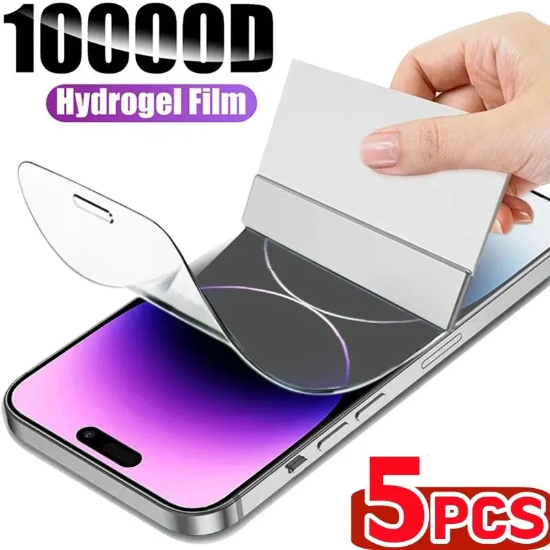 5Pcs Hydrogel Film Full Cover For iPhone 11 12 13 14 15 Pro Max Screen