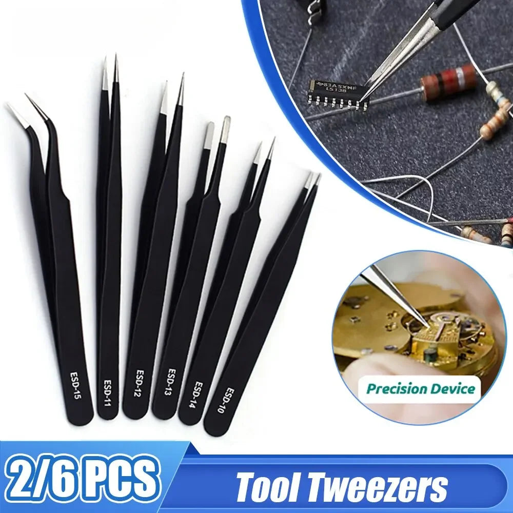 ESD Anti-Static Stainless Steel Tweezers Precision Maintenance