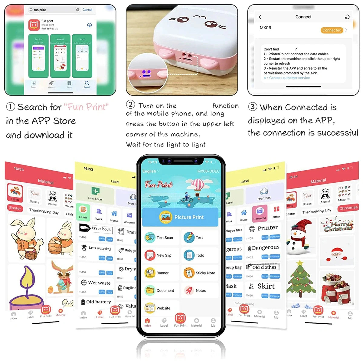 Mini Printer For IPhone And Android, Wireless Mini Photo Printer Label