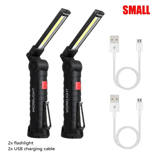 New Portable COB LED Flashlight USB Rechargeable Work Light Magnetic