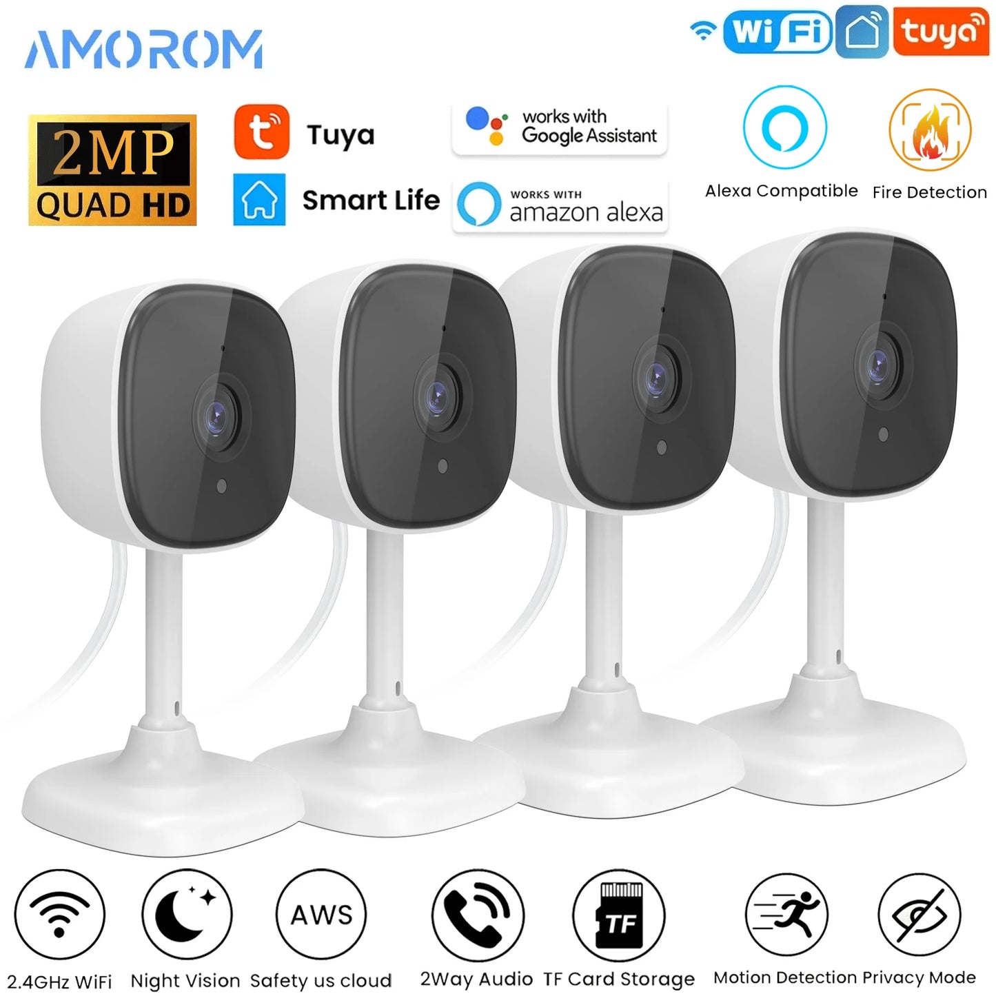 Amorom 1080P Wifi IP Surveillance Camera Pet Baby Home Video Monitor