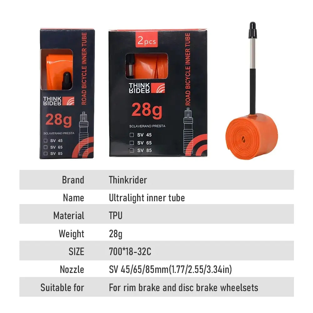 ThinkRider 2PCS Ultralight 28g Bike Inner Tube 700X18 25 28 Road