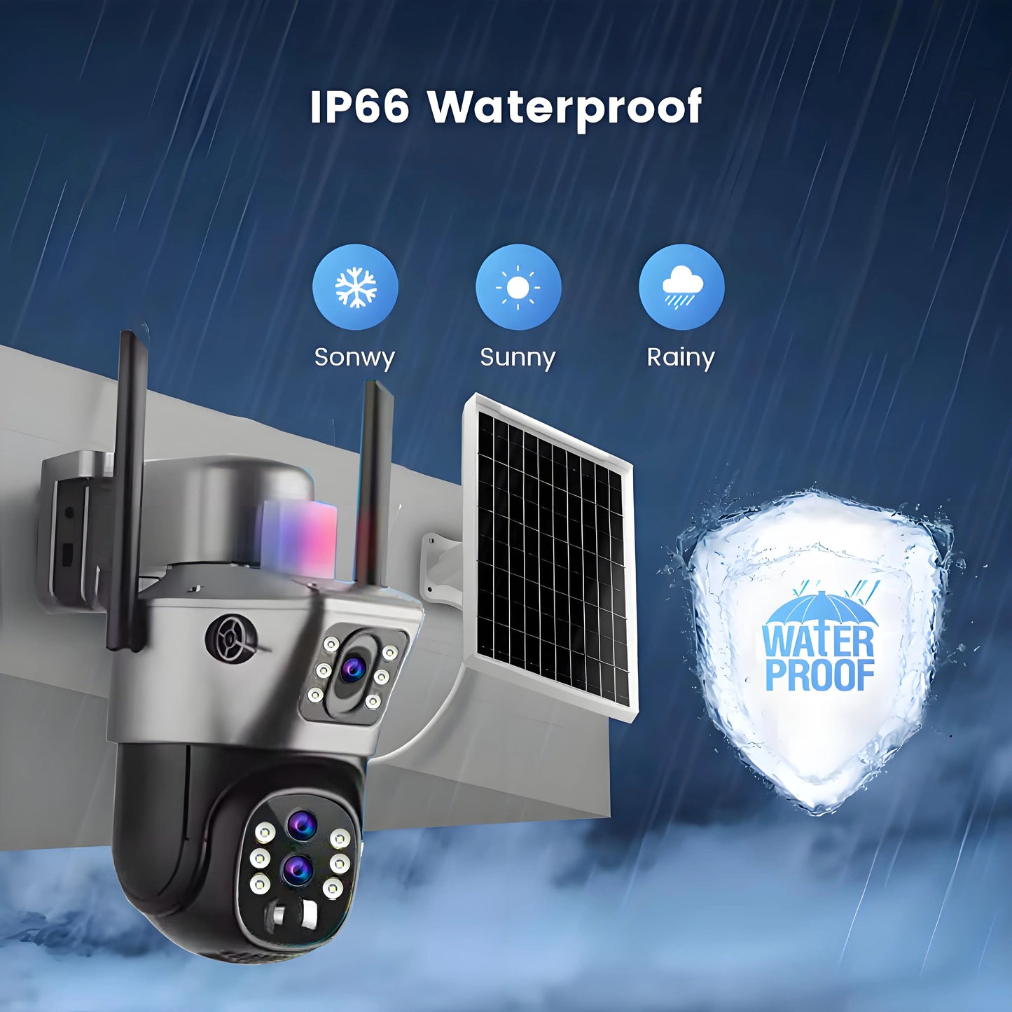 10x Zoom 4G SIM Solar Camera Outdoor 6K 12MP Three Lens HD Night