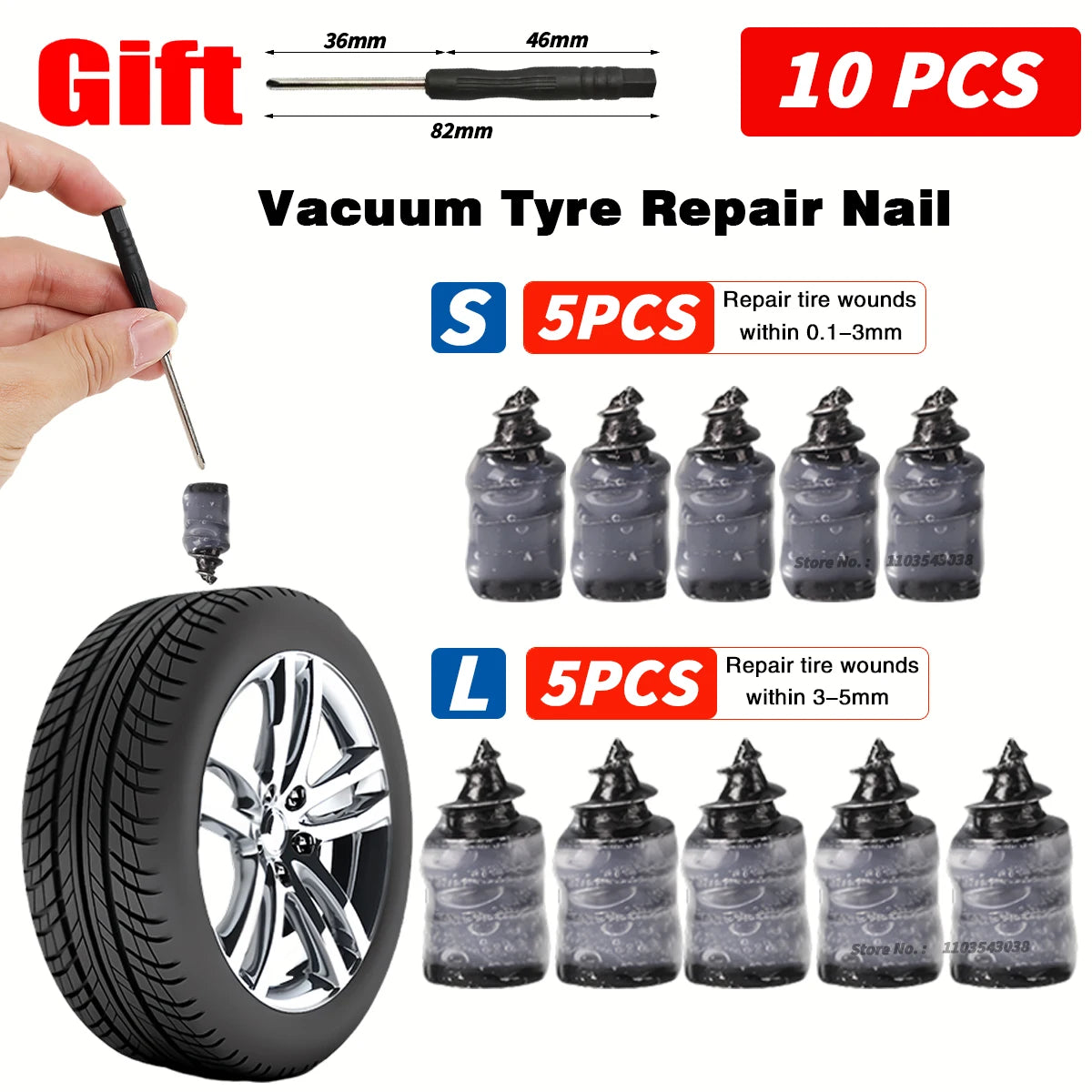 Car Tyre Repair Rubber Nail Set Universal Car Motorcycle Tyre Repair