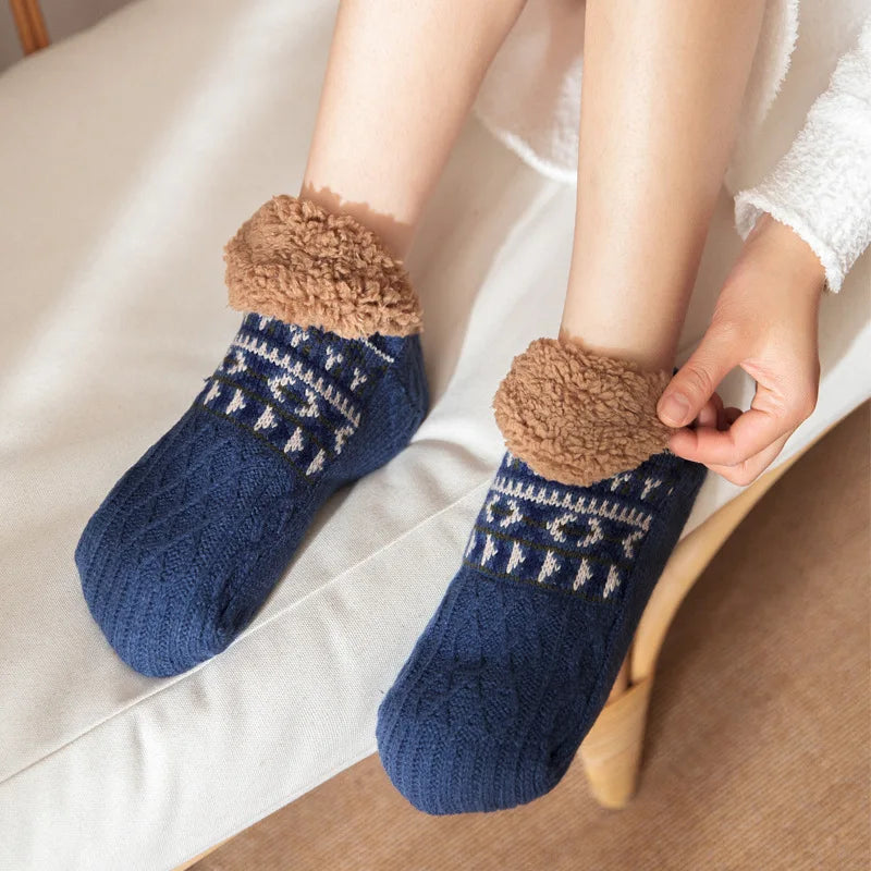2024 New Winter Warm Floor Socks Home Fleece Slipper Women Men Snow