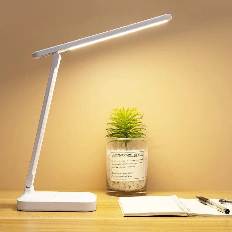 LED Touch Switch White Folding Desk Lamp Bedroom Bedside Study Reading