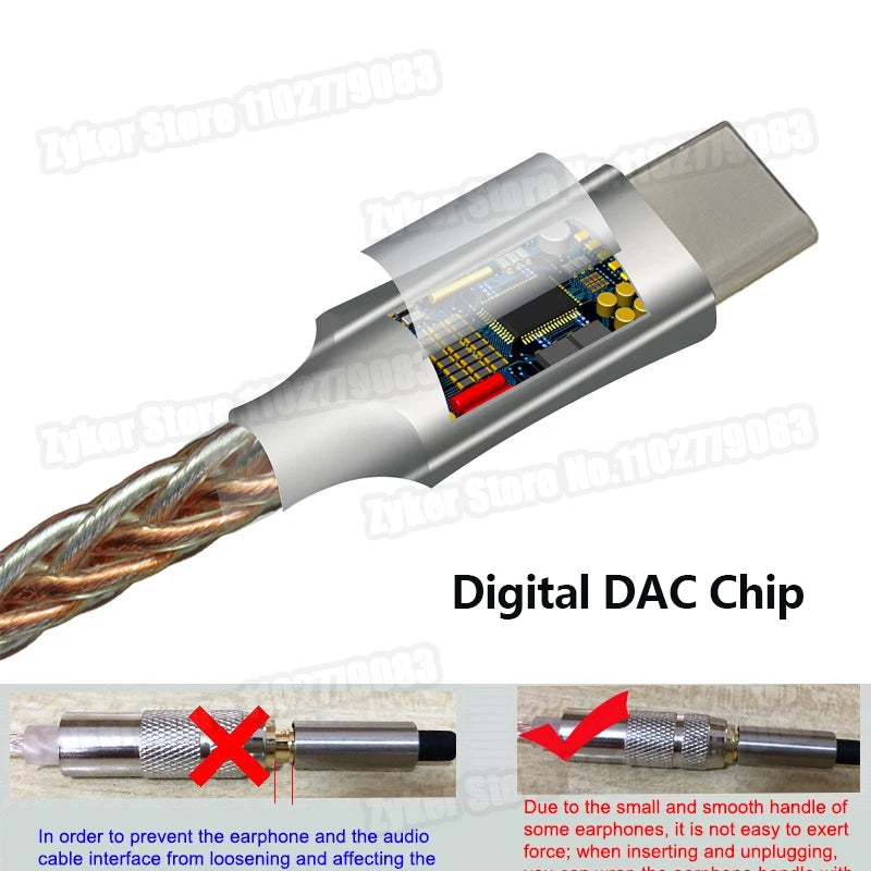 HiFi DAC Type C to 3.5mm Earphone Amplifier USB C Audio Decoder AMP