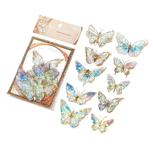 5Style 20pcs/pack INS Butterfly PET Sticker Pack Ice Crystal Laser