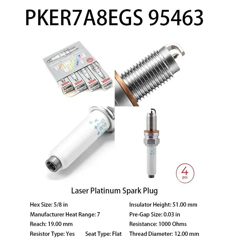 4pcs 04E905602 NGK Laser Iridium Spark Plug PKER7A8EGS 95463 Suitable