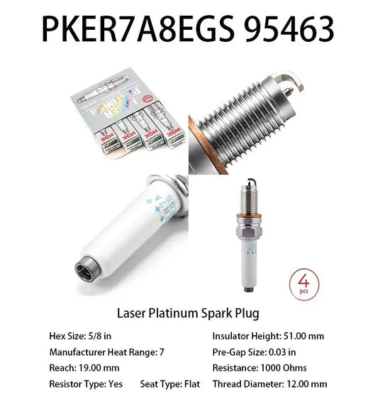 4pcs 04E905602 NGK Laser Iridium Spark Plug PKER7A8EGS 95463 Suitable