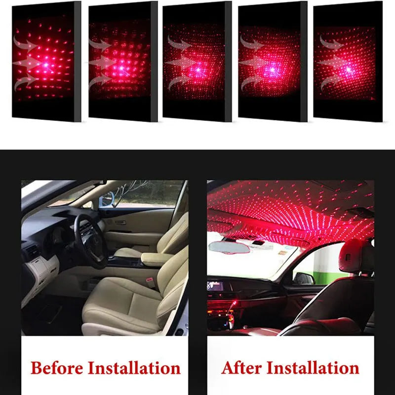 1pcs LED Car Roof Star Night Light Projector Atmosphere USB LED