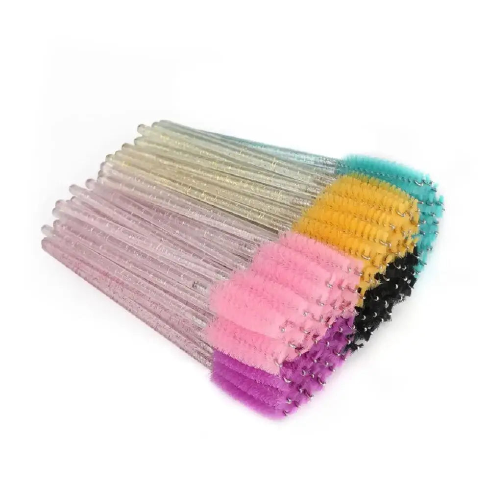 50Pcs Makeup Brushes Disposable Crystal Eyebrow Brush Diamond Handle