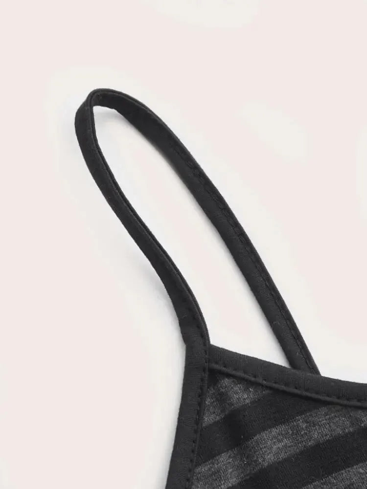 Goth Punk Striped Button Cami Top Women Summer Y2K Clothes Grunge High