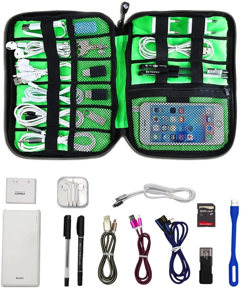 Cable Organizer Storage Bag System Kit Case USB Data Cable Earphone
