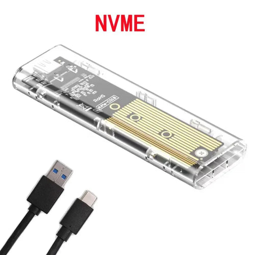 M.2 NVME PCIe NGFF SATA Dual Protocol SSD Case Clear USB Type C 10Gbps