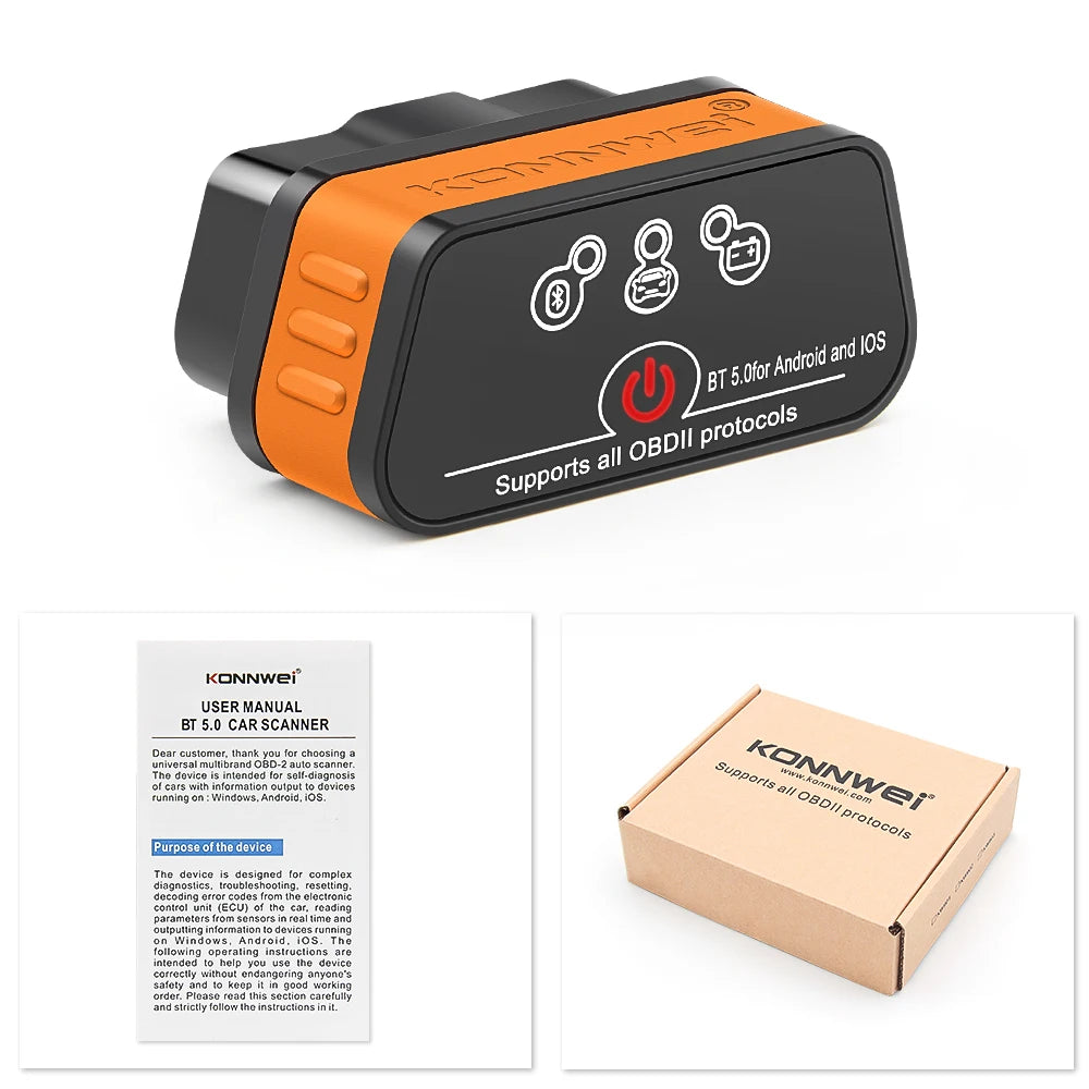 Konnwei ELM327 V1.5 Bluetooth 5.0 OBD2 Scanner ELM 327 V1 5 OBDII Auto