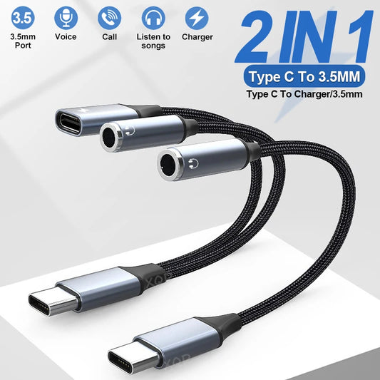 Audio Adapter 2 IN 1 Fast Charge For Samsung S20 Ultra Note 20 For