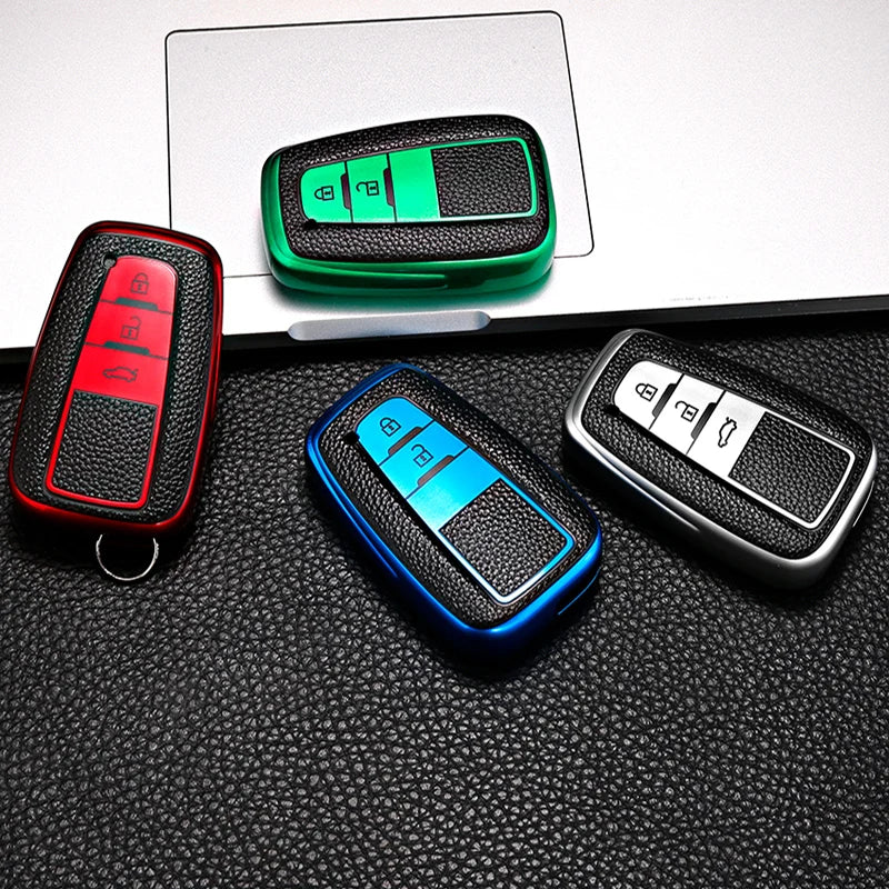 Leather Style Car Remote Key Case Cover Fob For Toyota Prius Camry