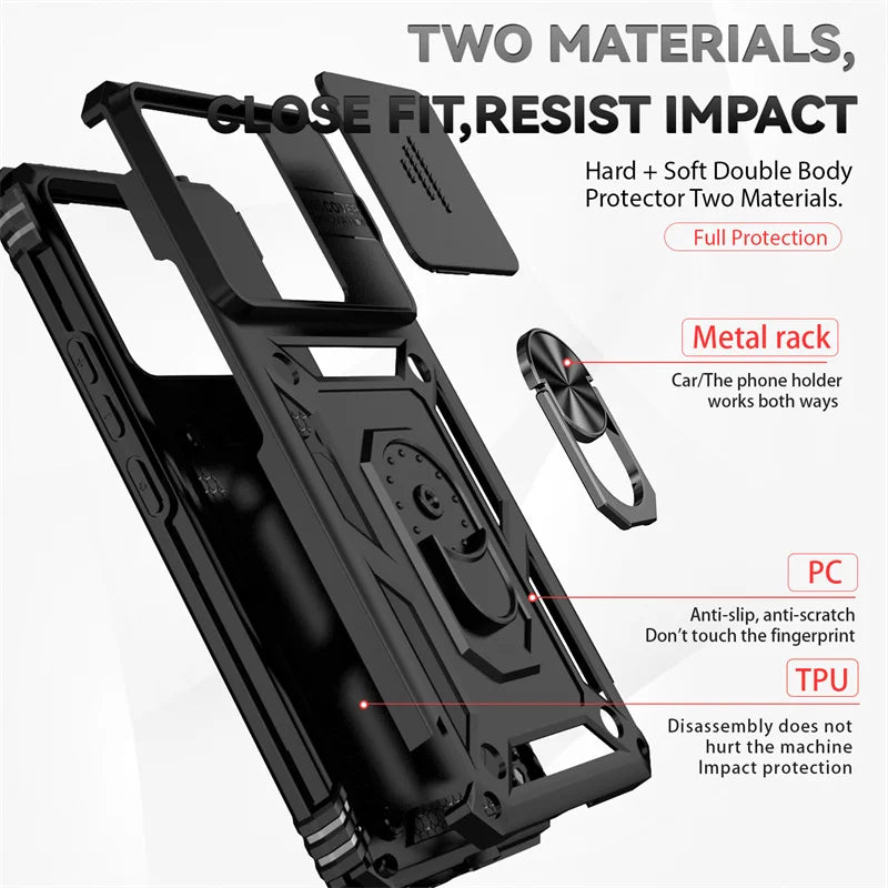 Shockproof Armor Funda For Xiaomi Redmi Note 13 Pro 5G 4G Slide Lens