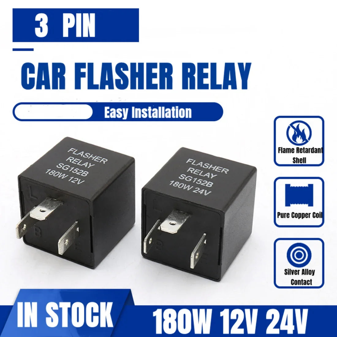 Car Flasher Relay Turn Signal 12V 24V Car Motorcycle Steering Relay